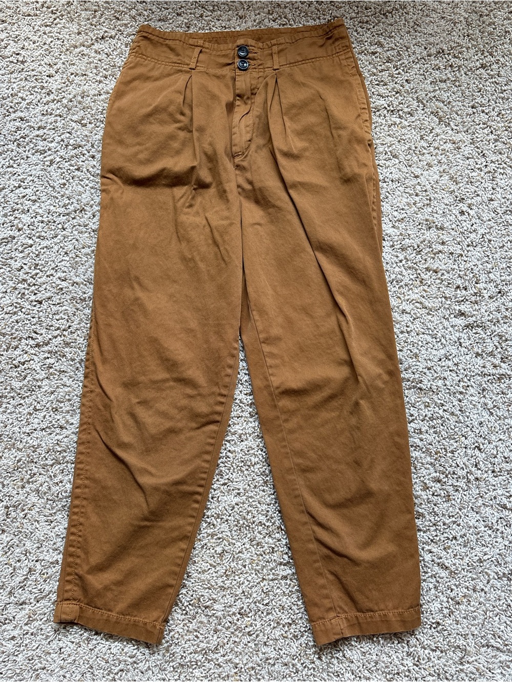 Free People Women's 100% Cotton Brown Pleated Trousers Size 6